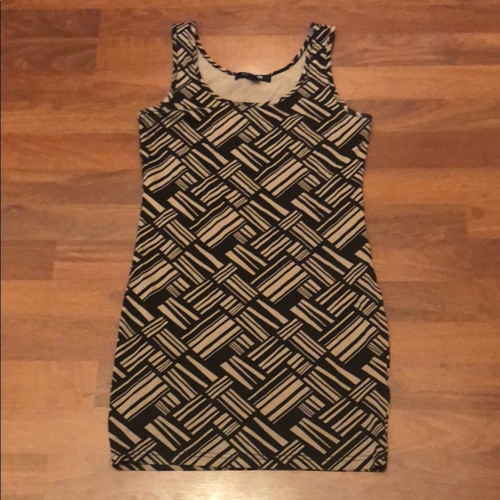 Fitted Black & Brown Dress - Size L